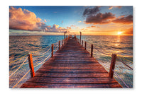 Sunset Over Sea Pier 24x36 Wall Art Fabric Panel Without Frame