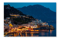 Amalfi City At Night 16x24 Wall Art Frame And Fabric Panel