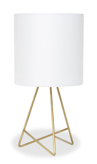 Simple Designs Down To The Wire Table Lamp with Fabric Shade, Gold with White Shade