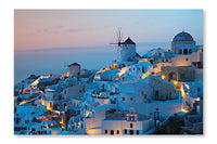 Santorini Island in Greece During Sunset 28x42 Wall Art Fabric Panel Without Frame