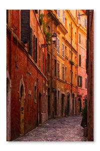 Rome Narrow Street Painting 28x42 Wall Art Fabric Panel Without Frame