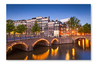 Amsterdam Tranquil Canal Scene, Holland 16x24 Wall Art Frame And Fabric Panel