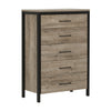 Munich 5-Drawer Chest - Weathered Oak and Matte Black