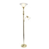 Elegant Designs 2 Light Mother Daughter Floor Lamp with White Marble Glass, Gold