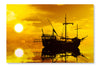 Sailing Boat Silhouette At Sunset 28x42 Wall Art Fabric Panel Without Frame