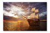 Ancient Ship In The Sea 24x36 Wall Art Frame And Fabric Panel