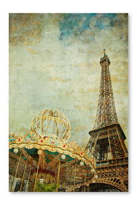 Vintage Image of Eiffel Tower 16x24 Wall Art Fabric Panel Without Frame