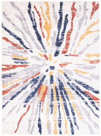 Paloma Sunburst Navy, White Area Rug - 8'0