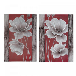 Hand Painted Canvas Wall Art Blooms and Timber - Set of 2 Wall Decor