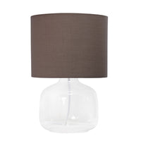 Simple Designs  Glass Table Lamp with Fabric Shade, Clear with Gray Shade