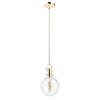 Single Round Glass Polished Brass Pendant