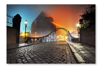 Beautiful View Of The Old Town Bridge At Night 28x42 Wall Art Frame And Fabric Panel