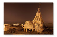 Broken Temple In Ganges River At Night Time, Varanasi, India 24x36 Wall Art Frame And Fabric Panel