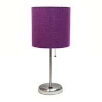 Limelights Stick Lamp with Usb Charging Port And Fabric Shade, Purple Table Lamp