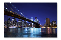 Brooklyn Bridge And Skyline At Night 16x24 Wall Art Frame And Fabric Panel