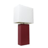 Elegant Designs Modern Leather Table Lamp with White Fabric Shade