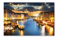 Grand Canal At Night, Venice 24x36 Wall Art Fabric Panel Without Frame