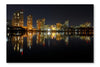 Dark Cityscape With Illuminated Buildings 24x36 Wall Art Frame And Fabric Panel