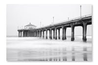 Black And White Photo Of Manhattan Beach Pier 24x36 Wall Art Frame And Fabric Panel