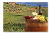 White Wine With Barrel On Vineyard 16x24 Wall Art Frame And Fabric Panel