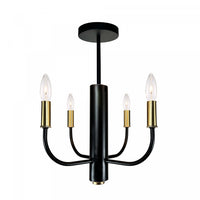 Verona 4-Light Vintage Brass Black Semi-Flush Mount