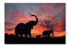 Elephants Enjoy A Spectacular Sunset on The Serengeti 16x24 Wall Art Fabric Panel Without Frame