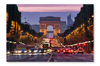 Paris, Champs-elysees At Night 28x42 Wall Art Fabric Panel Without Frame