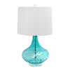 Elegant Designs Glass Table Lamp with Fabric Shade, Light Blue