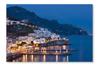 Amalfi At Night, Italy 28x42 Wall Art Frame And Fabric Panel