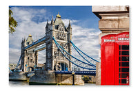 Tower Bridge with Red Phone Booths in London 28x42 Wall Art Fabric Panel Without Frame