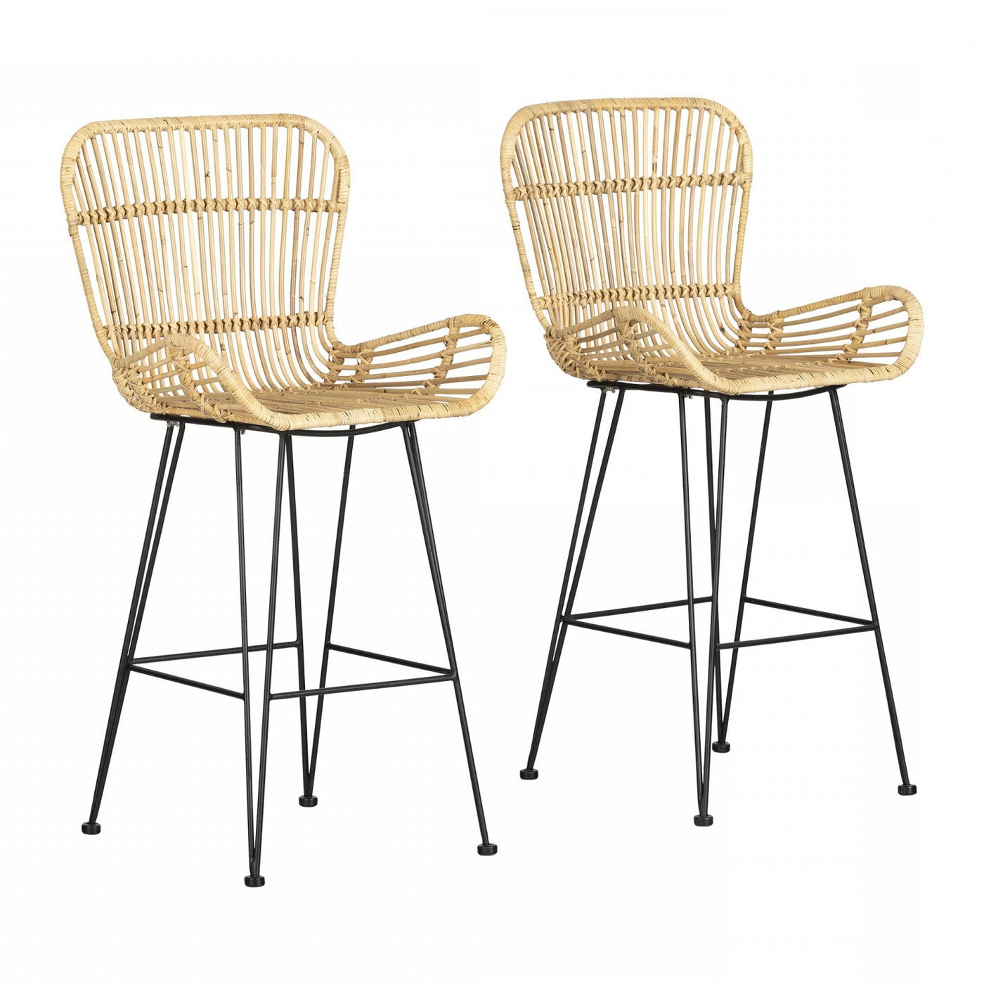 Black and rattan online counter stool