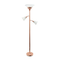 Elegant Designs 3 Light Floor Lamp with Scalloped Glass Shades, Rose Gold