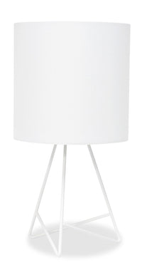 Simple Designs Down To The Wire Table Lamp with Fabric Shade, White with White Shade