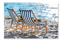 Striped Chaise Lounges  Cooler on Sy Beach 24x36 Wall Art Fabric Panel Without Frame