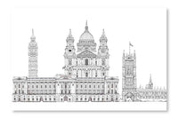 London, Sketch Illustration 24x36 Wall Art Fabric Panel Without Frame