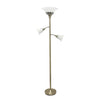 Elegant Designs 3 Light Floor Lamp with Scalloped Glass Shades, Antique Brass