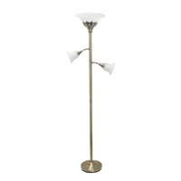 Elegant Designs 3 Light Floor Lamp with Scalloped Glass Shades, Antique Brass