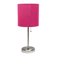 Limelights Stick Lamp with Usb Charging Port And Fabric Shade, Pink Table Lamp