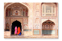 India, Woman in Amber Fort 24x36 Wall Art Fabric Panel Without Frame