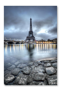 View of Paris By Night - France 24x36 Wall Art Fabric Panel Without Frame