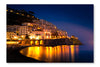 Night View of Amalfi Cityscape on Coast Line 28x42 Wall Art Fabric Panel Without Frame