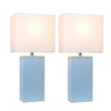 Elegant Designs 2 Pack Modern Leather Table Lamps with White Fabric Shades, Periwinkle Lamp Set