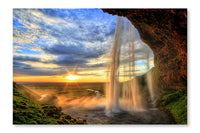 Seljalfoss Waterfall At Sunset 24x36 Wall Art Fabric Panel Without Frame