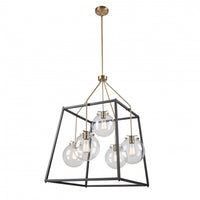 Bridgetown 5-Light Black and Harvest Brass Chandelier 