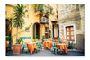 Street Cafe in Taormina 24x36 Wall Art Fabric Panel Without Frame