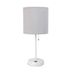 Limelights White Stick Lamp with Usb Charging Port And Fabric Shade, Gray Table Lamp