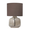 Simple Designs  Glass Table Lamp with Fabric Shade, Smoke with Gray Shade