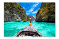 Wooden Boat On Phi Phi Island, Thailand 24x36 Wall Art Frame And Fabric Panel