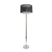 Elegant Designs Trendy Romantic Sheer Shade Floor Lamp with Hanging Crystals