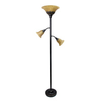 Elegant Designs 3 Light Floor Lamp with Scalloped Glass Shades, Restoration Bronze